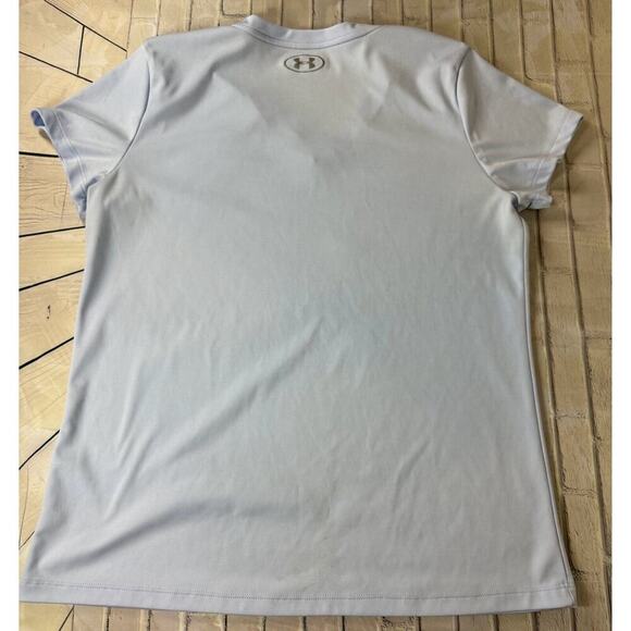 Under Armour HeatGear Women's V-Neck Short Sleeve T-Shirt Blue Large - Picture 2 of 5